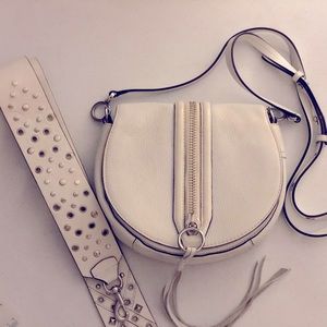 Rebecca Minkoff White Leather Crossbody with Guitar Strap
